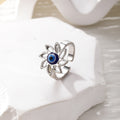 Silver Evil Eye Open Rings Blue Glass Bead 11 Design Styles view 10