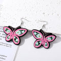Silver Tone Colorful Butterfly Acrylic Hook Earrings in Seven Designs view 4