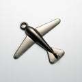 Three Dimensional Airplane Pendant Charm In Multiple Metal Finishes view 6