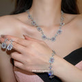 Flower Crystal Necklace Bracelet Earring Sets Gold Silver view 3