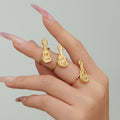 Gold Open Guitar Motif Adjustable Statement Ring Metal view 4