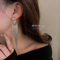 Geometric Crystal Fringe Drop Earrings in Three Designs view 2