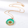 Gold Tone Irregular Pressed Daisy Resin Pendant Necklaces in Five Colors view 5
