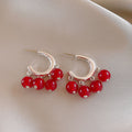 Beaded Cluster Hoop Earrings In Black And Red Statement Jewelry Design view 6