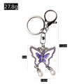 Rhinestone Butterfly Pearl Drop Keychain Metal Charm view 3