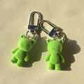 Green Flocked Frog Clip and Ball Chain Keychain Options view 3