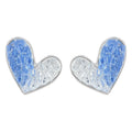 Silver-Tone Blue Clear Gradient Glass Crystal Heart Stud Earrings view 5