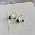 Silver Tone Blue Star Crystal Hoop Earrings Fashion Jewelry view 6