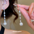 Crystal Strand and Pearl Drop Earrings Statement Fashion Jewelry view 1