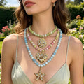 Colorful Flat Bead Necklaces With Star Medallion And Heart Pendants view 1