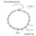 Zircon Heart Link Necklace Bracelet Gold Steel Multicolor view 11
