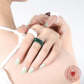 Chunky Enamel Dome Rings Green White Brown Gold Steel view 3
