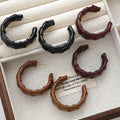 Black Brown and Red Wrapped Chunky C Hoop Earrings view 1