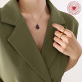 Teardrop Natural Stone Pendant Necklace Green And Purple view 3