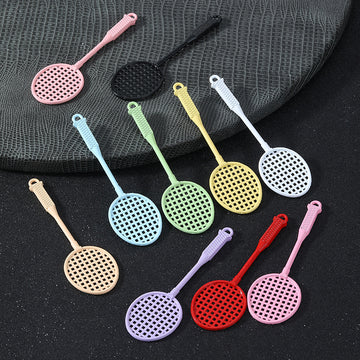 Painted Metal Badminton Racket Charm Pendants Ten Colors
