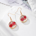 Round Resin Dried Flower Drop Earrings Gold Silver 6 Styles view 4