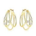 Gold Tone Multi Loop Geometric Clear Stone Hoop Earrings view 2