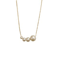 Gold Thin Chain Four Graduated White Pearl Pendant Necklace view 5