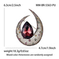 Antique Silver Gold Crescent Teardrop Crystal Brooch view 7