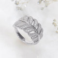 Leaf Feather Pave Finger Ring Gold Rose Gold White Gold view 6