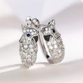 Silver Tone Parrot Huggie Earrings With Clear CZ And Blue Eyes view 2