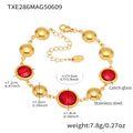 Gold Bead Czech Glass Station Bracelet Round Links view 6