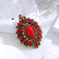Blue Gold Tone Flower Openwork Two Designs Metal Brooch Pin view 5