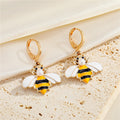 Gold Tone Enamel Bee Huggie Drop Earrings in Five Colorways view 4