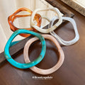 Five White Cream Teal Pink And Brown Irregular Resin Bangles view 4