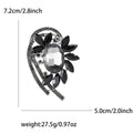 Fan Shaped Glass Crystal Brooch with Layered Leaf Accents view 6