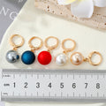Gold Tone Oversized Satin Ball Huggie Drop Earrings in Five Colors view 5