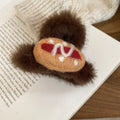 Brown Plush Hair Claw Clips With Felt Bread Motifs view 6