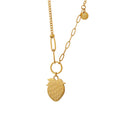 Gold Strawberry Pendant Necklace Mixed Chain Circle Link view 5