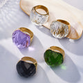 Oversized Faceted Glass Stone Ring in Four Colors and Three Sizes view 2