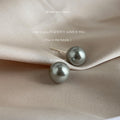 Grey Glass Pearl Round Stud Earrings Multiple Size Options view 7