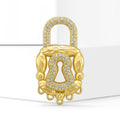 Ornate Padlock Brooch in Polished Metal for Jackets and Scarves view 1