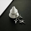 Silver Tone Four Point Star Cluster Keychain with Metal Hardware view 2