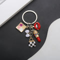 Black White Handbag Lipstick Compact and Lips Keychain view 4