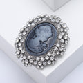 Antique Gold Silver Rhinestone Cameo Lady Portrait Brooch view 4