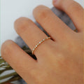 Beaded Textured Ultra-Slim Eternity Ring In Polished Gold Tone view 4