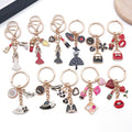 Ten Fashion Dress Lipstick and Handbag Metal Keychain Designs view 4