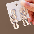 Chunky Metal Chain Link Drop Earrings Gold Silver Tones view 2