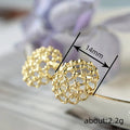Gold Openwork Lattice Mesh Dome Stud Earrings Pair view 4