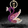 Gradient Crystal Swan Keychains in Blue Fuchsia and Purple with Braided Loops view 8