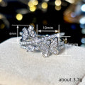 Butterfly Multi-Band Pave Ring In Polished Silver Tone view 4