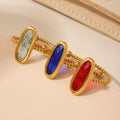 Gold Twisted Open Ring Oval Czech Glass Stone Colors view 3