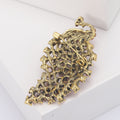 Tapered Peacock Feather Brooch in Four Crystal Colorways view 4