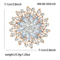 Marquise Crystal Flower Brooch Openwork Leaf Two Tones view 7