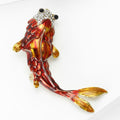 Red Enamel Koi Fish Brooch Rhinestone Head Gold Tone Pin view 3
