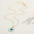 Gold Tone Layered Enamel Evil Eye Pendant Necklaces in Five Colors view 3
